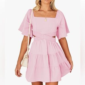 Shy Velvet Pink Ruffled Sundress
